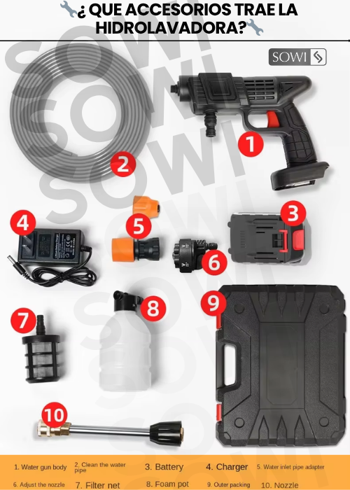 Hidrolavadora Inalámbrica 48V + Aspirador 3 en 1 – Combo de Limpieza Pro