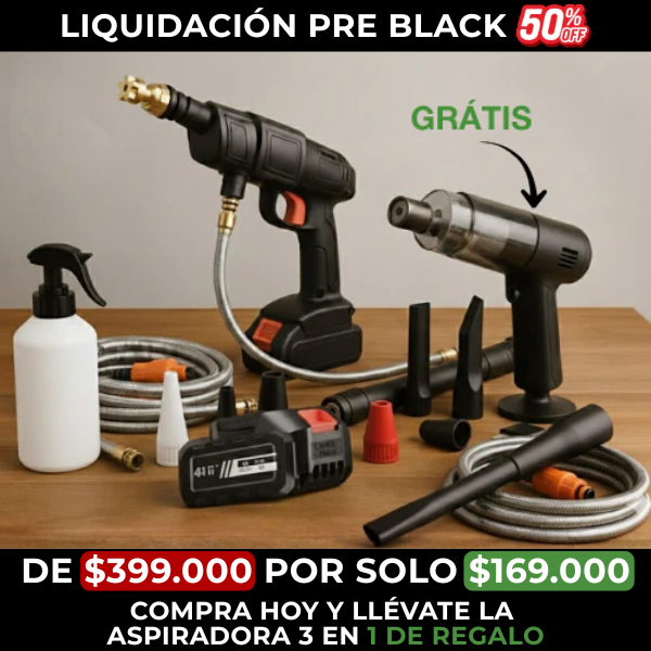 Hidrolavadora Inalámbrica 48V + Aspirador 3 en 1 – Combo de Limpieza Pro