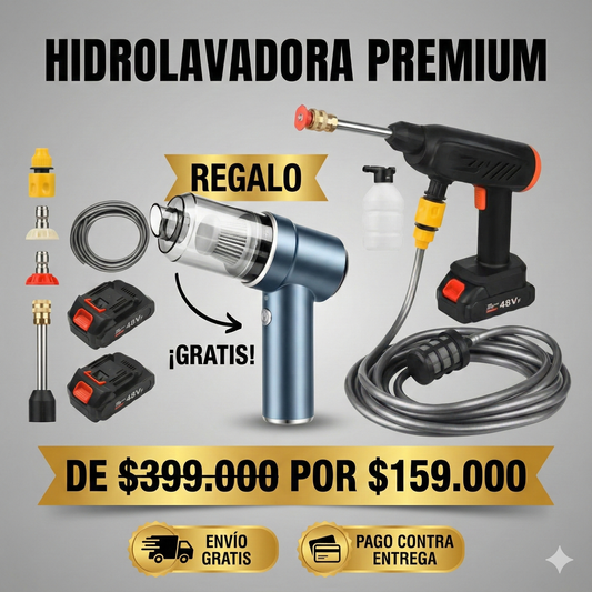 Hidrolavadora Inalámbrica 48V + Aspirador 3 en 1 – Combo de Limpieza Pro